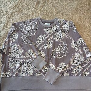 Women’s Paisley Crewneck boxy Sweater in Mauve